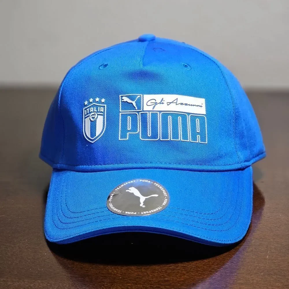 Puma Italia National Soccer Team Dad Hat Cap Blue White 3D Vinyl Logo Adjustable